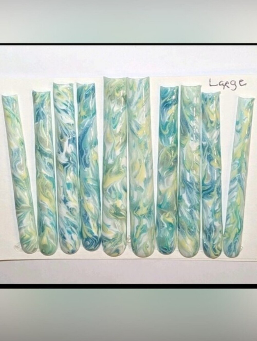 Hand CRAFTED Hand Painted Marbled Acrylic Press On Nails Sz Large